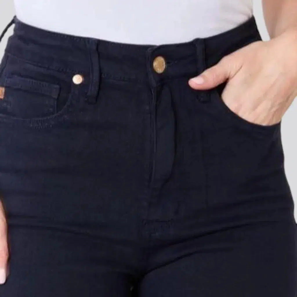 Navy monochrome jean shorts
 for women
