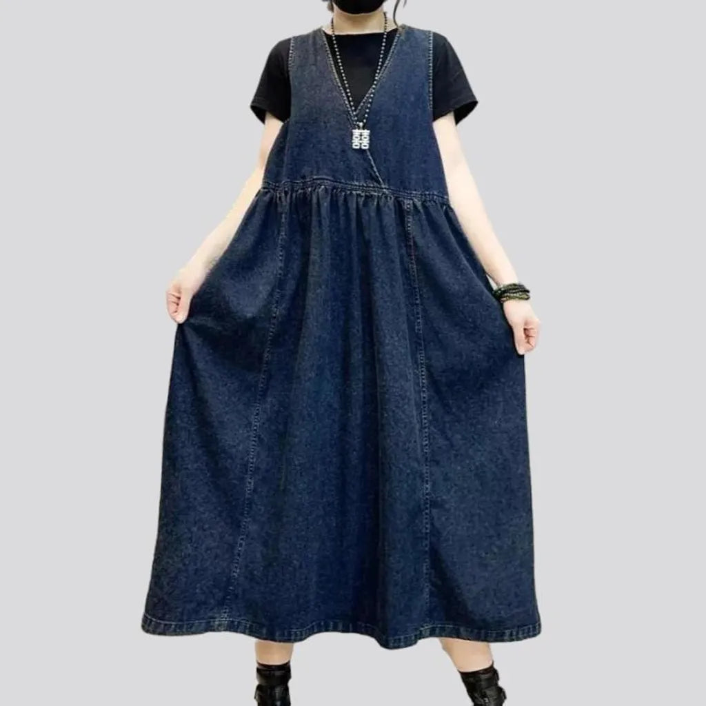 Loose vintage jean dress
 for women