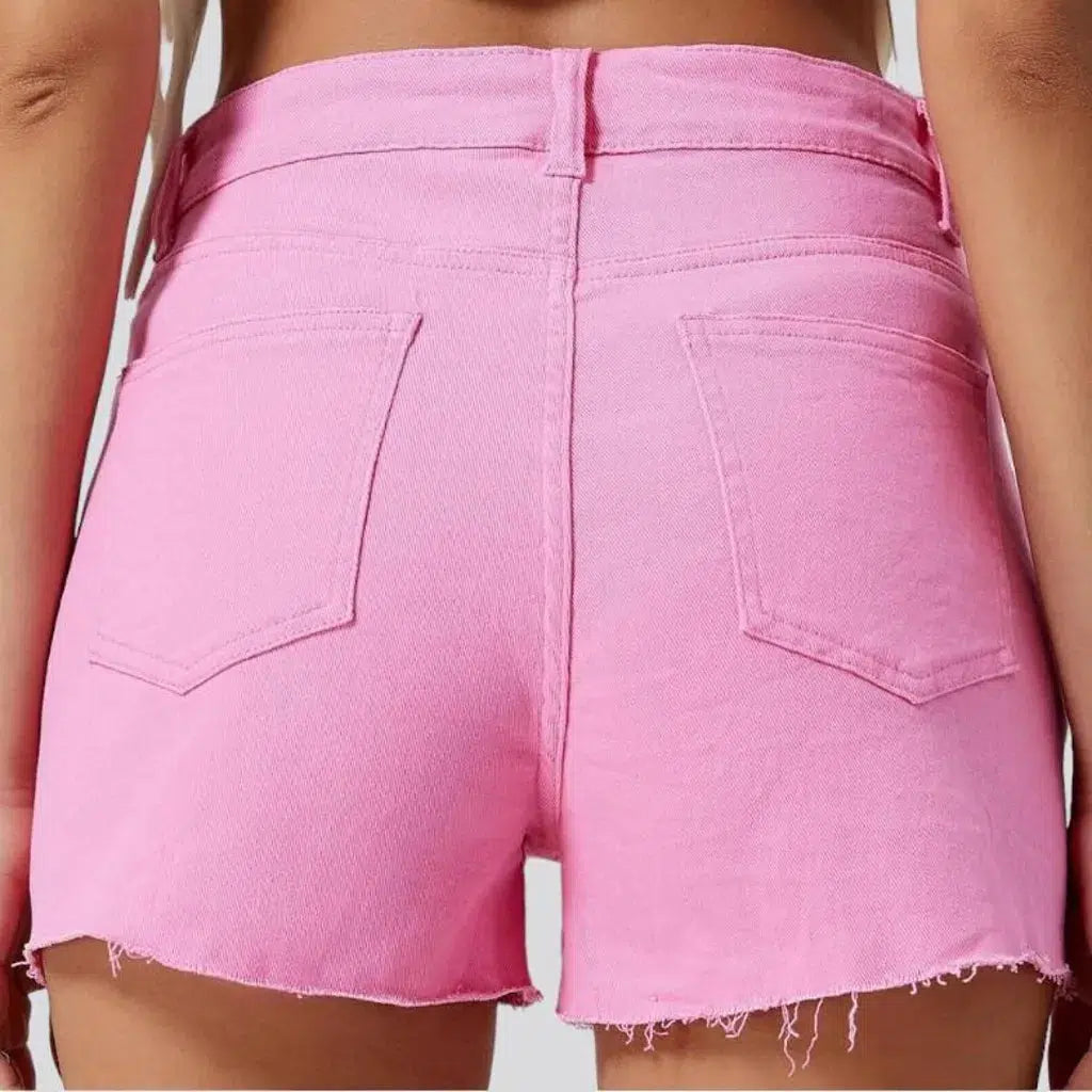 Straight pink jean shorts
 for women