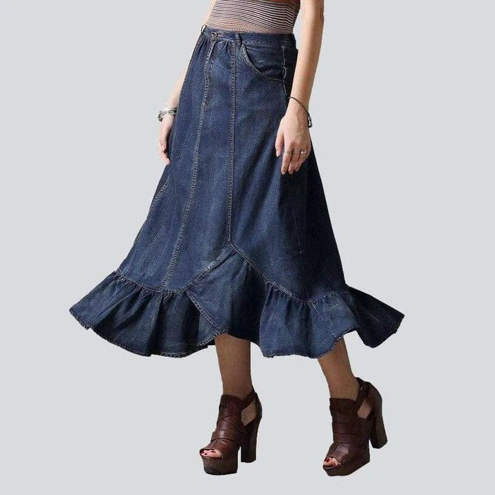 A-line mermaid long denim skirt | Jeans4you.shop