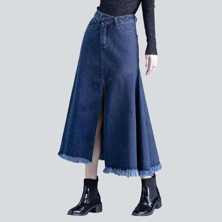 A-line slit long denim skirt | Jeans4you.shop