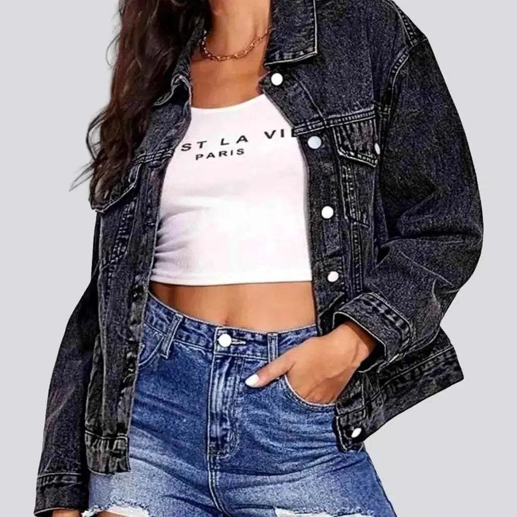 Acid-wash oversized jean jacket
 for women | Jeans4you.shop