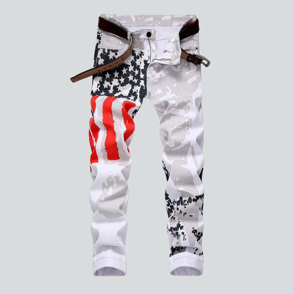 American flag white men's jeans | Jeans4you.shop