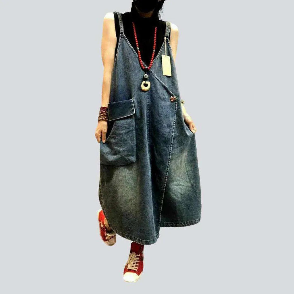 Asymmetric cargo pocket denim dress | Jeans4you.shop