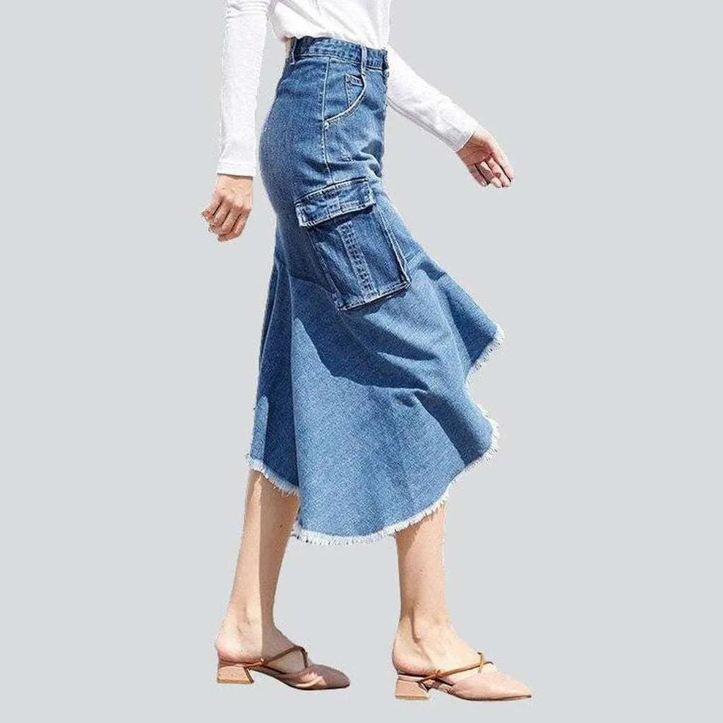 Asymmetric cargo women's denim skirt | Jeans4you.shop