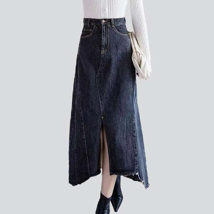 Asymmetric edge cut long skirt | Jeans4you.shop
