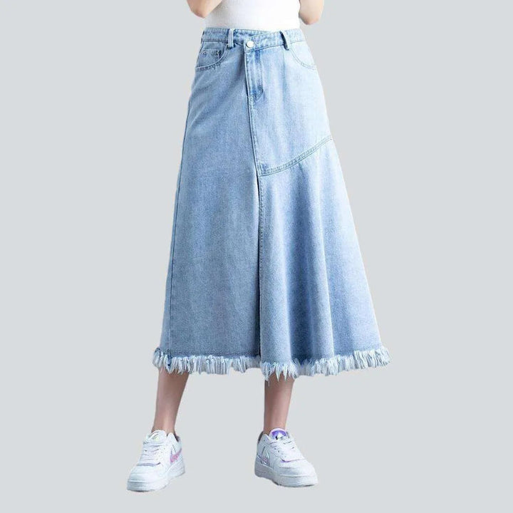 Asymmetric flare long denim skirt | Jeans4you.shop