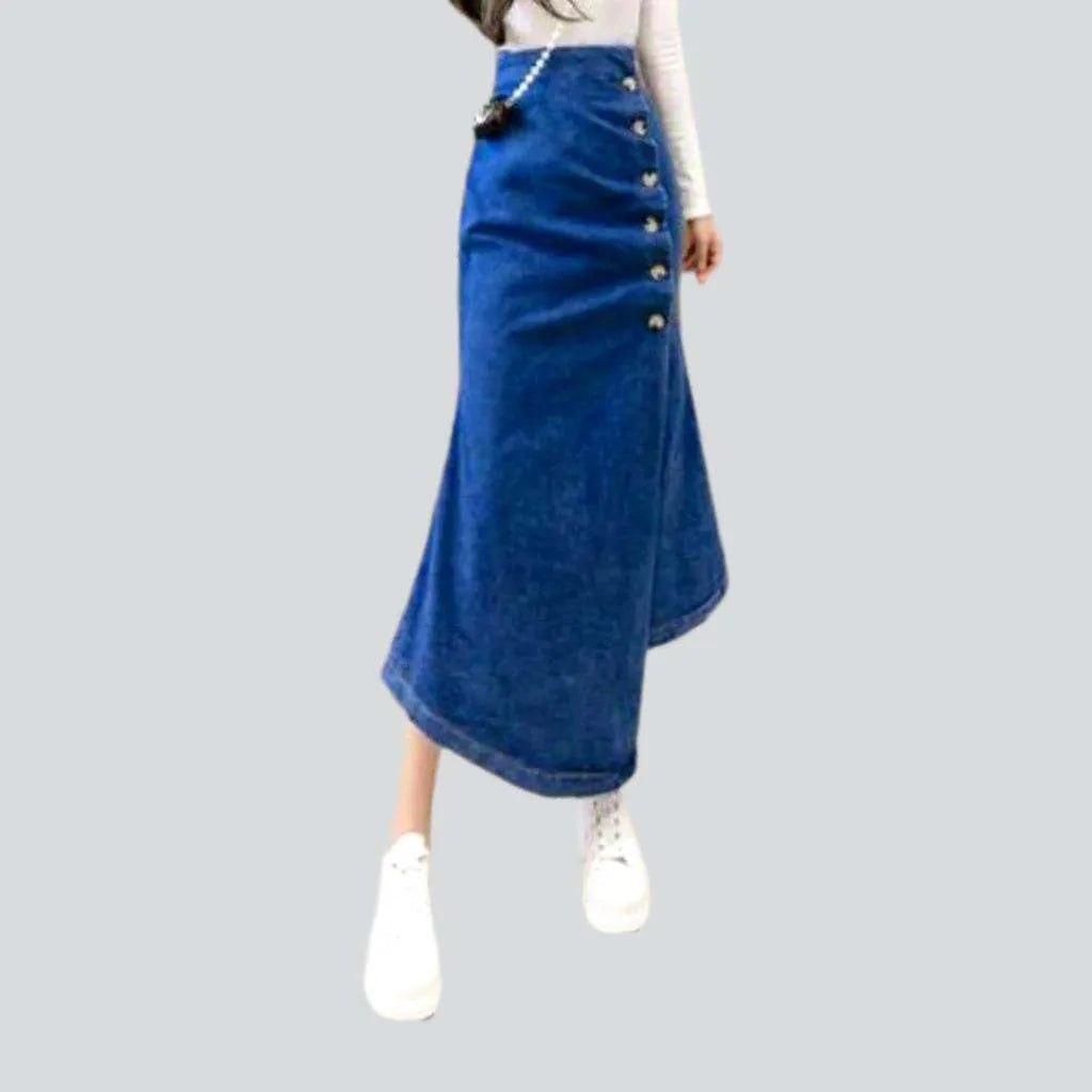 Asymmetric mermaid buttoned denim skirt | Jeans4you.shop