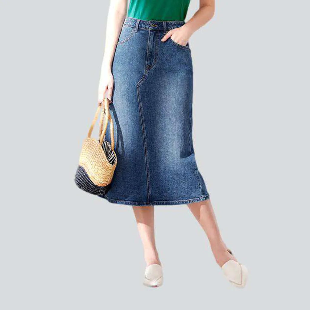 Asymmetric seam midi denim skirt | Jeans4you.shop