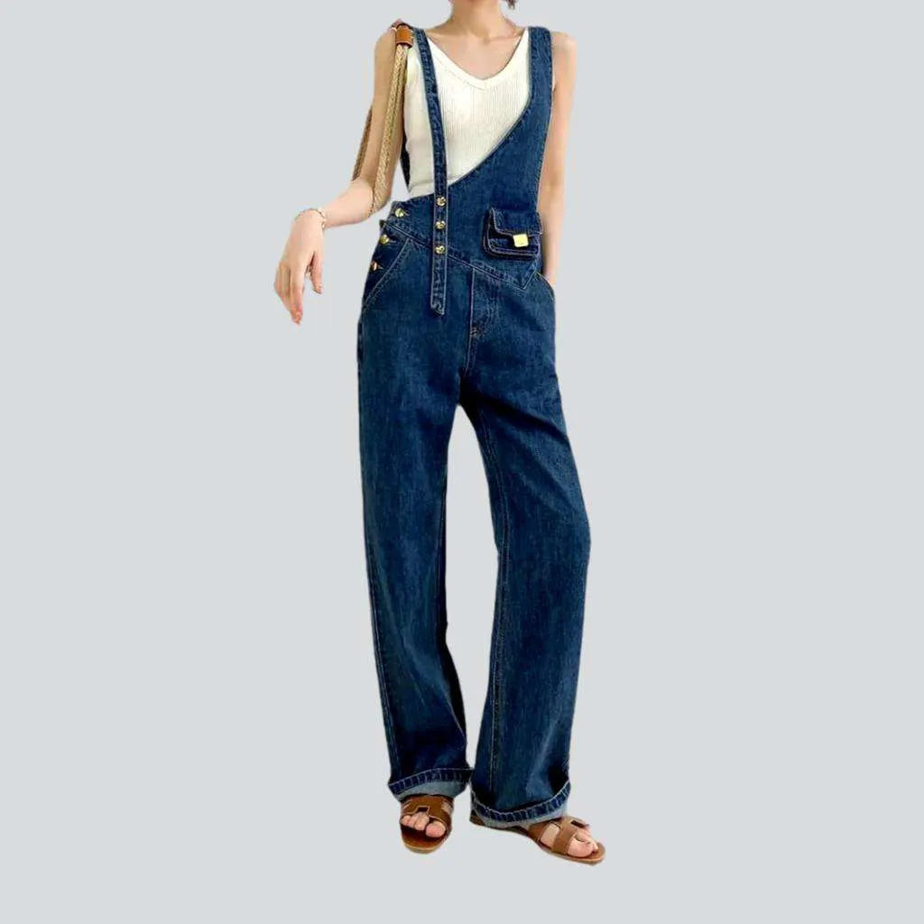 Asymmetric straight women's denim jumpsuit | Jeans4you.shop
