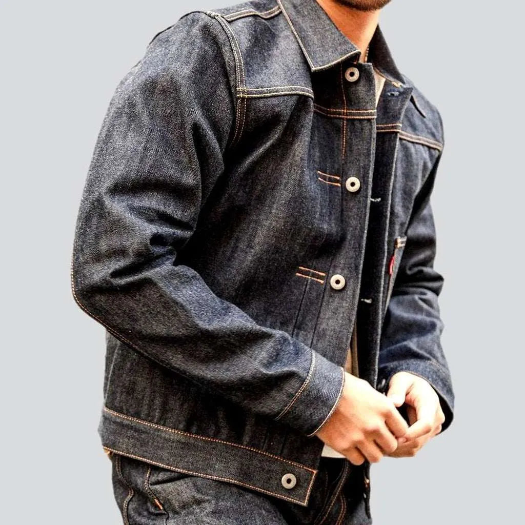 Back cinch self-edge jean jacket | Jeans4you.shop