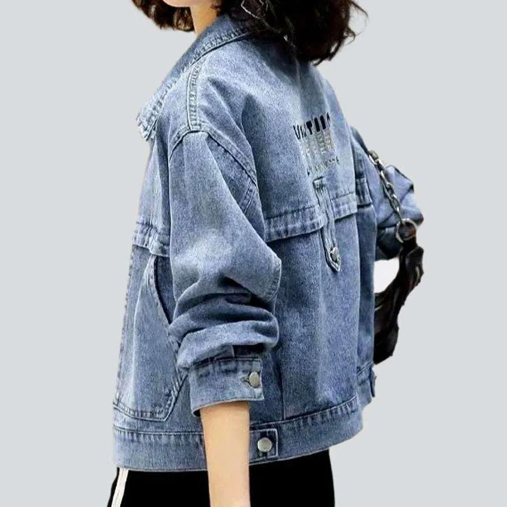 Back embroidery women's denim jacket | Jeans4you.shop