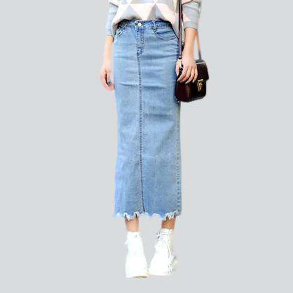 Back slit long denim skirt | Jeans4you.shop