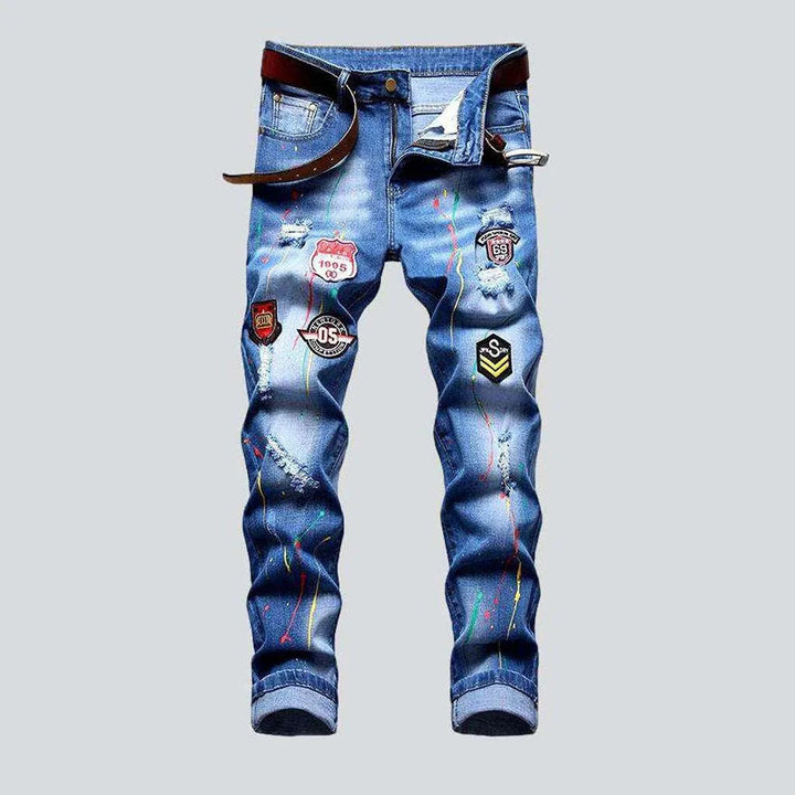 Badge embroidery jeans for men | Jeans4you.shop