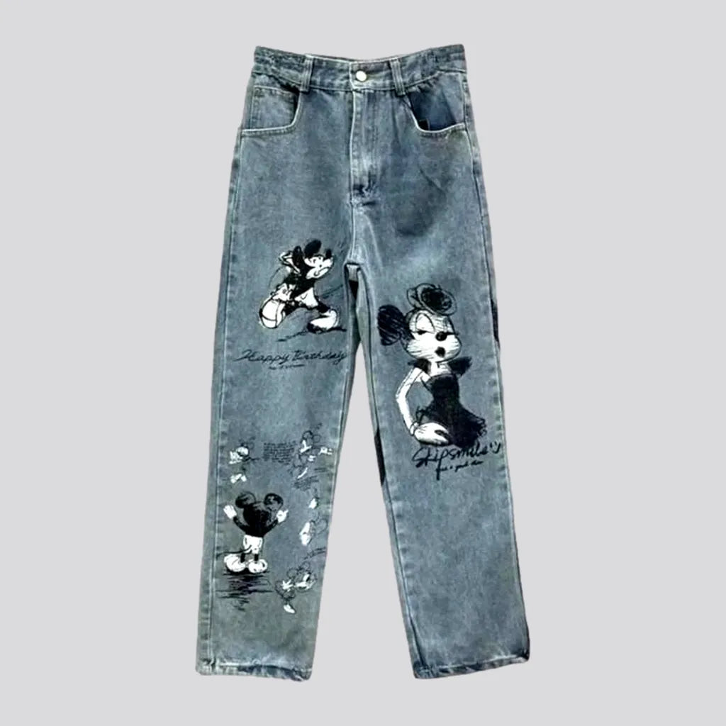 Baggy cartoon-print jeans
 for ladies | Jeans4you.shop