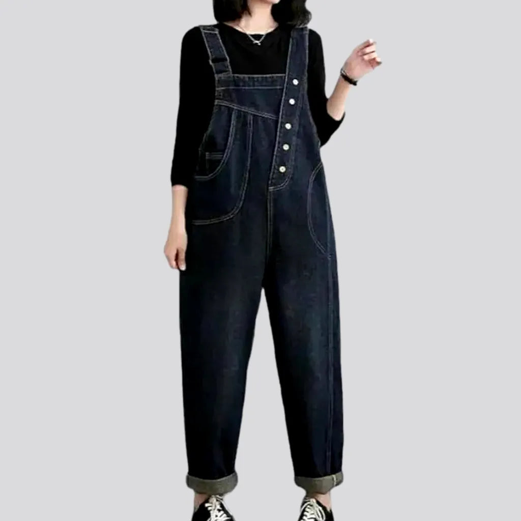 Baggy dark-wash denim jumpsuit
 for women | Jeans4you.shop