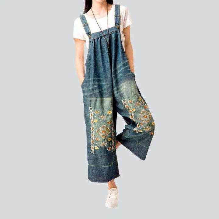 Baggy embroidered women's denim jumpsuit | Jeans4you.shop