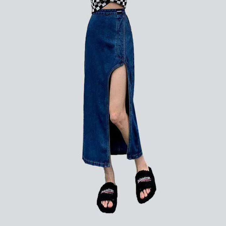 Big slit long denim skirt | Jeans4you.shop