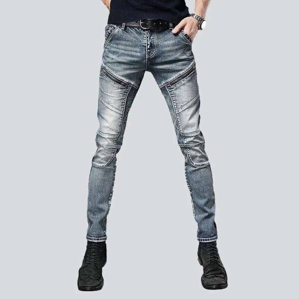 Biker jeans with diagonal pockets | Jeans4you.shop