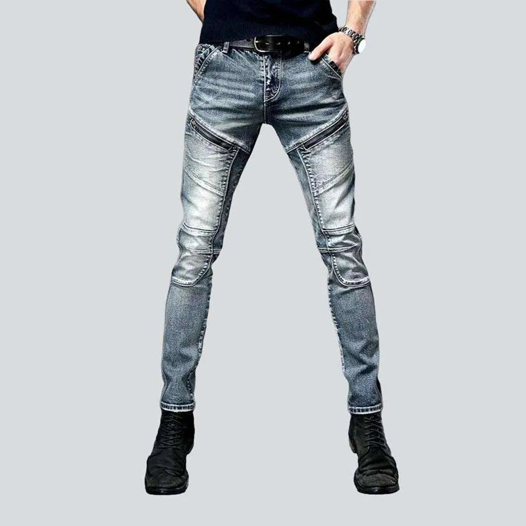 Biker jeans with diagonal zippers | Jeans4you.shop