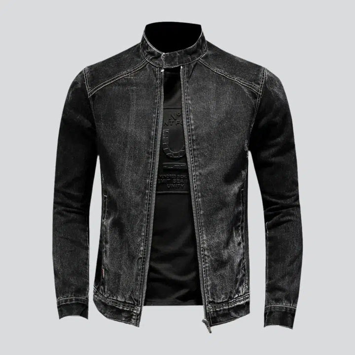 Black biker men's jean jacket | Jeans4you.shop