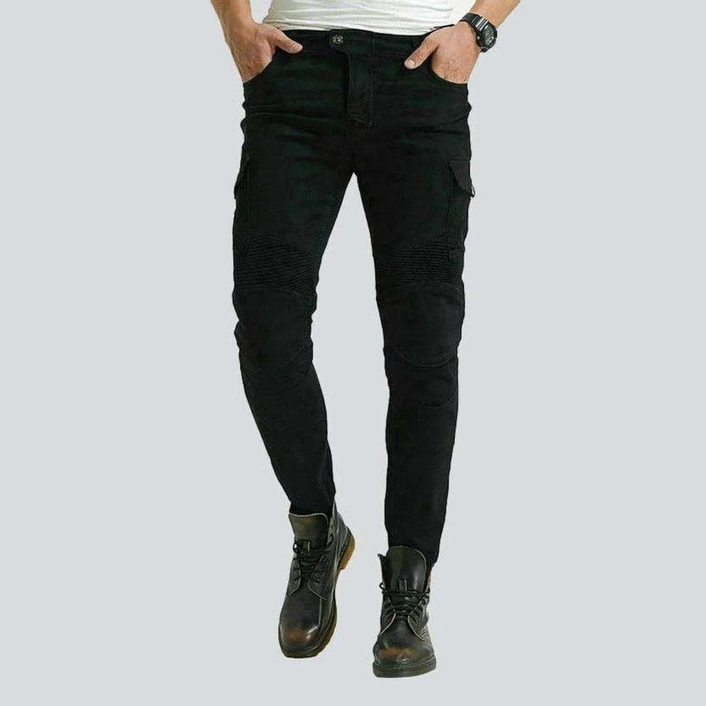Black cargo men's biker jeans | Jeans4you.shop