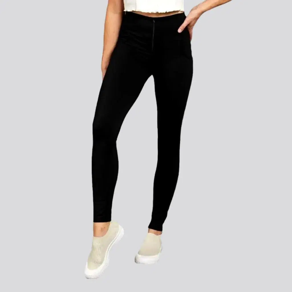 Black high-waist denim leggings
 for ladies | Jeans4you.shop