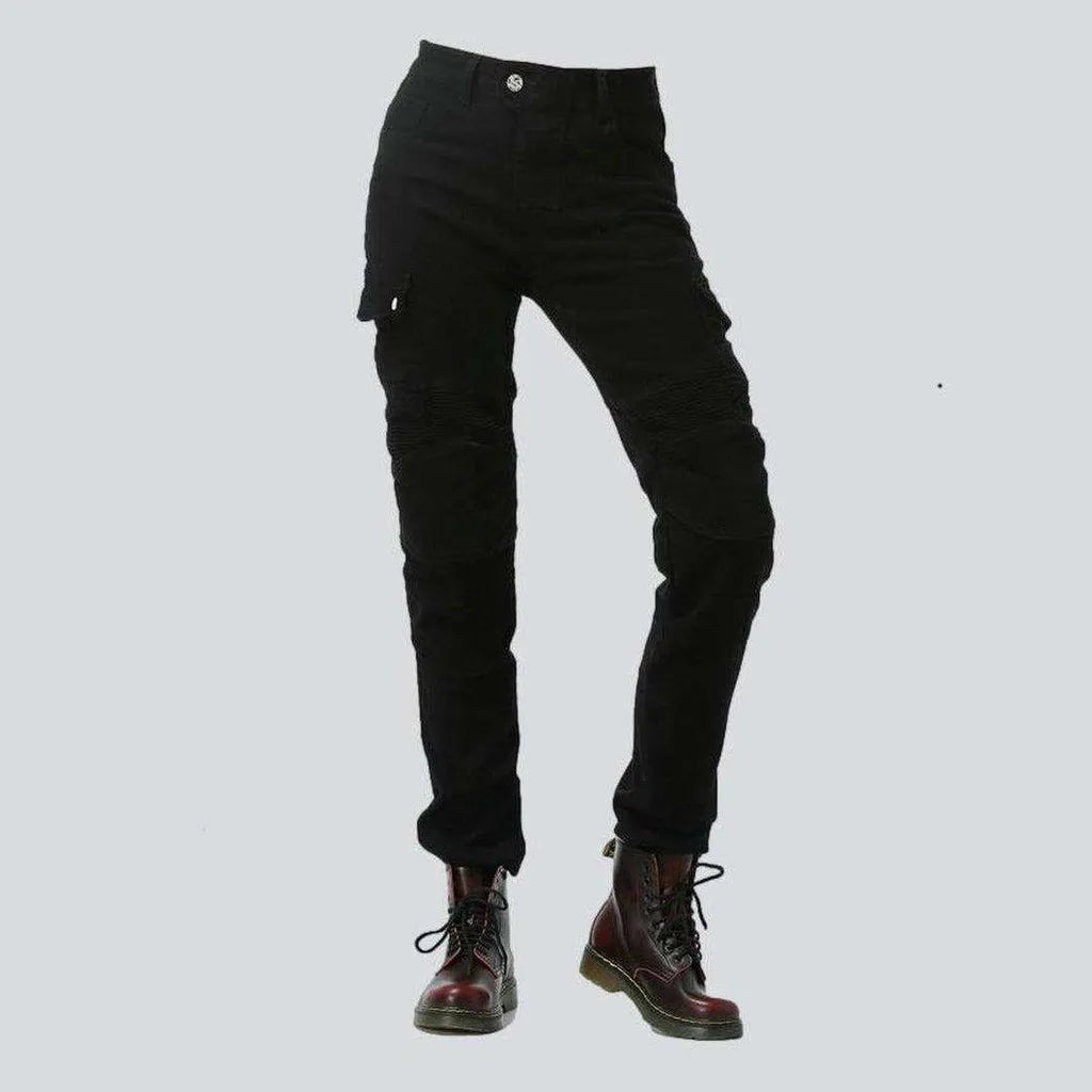 Black kevlar women's biker jeans | Jeans4you.shop