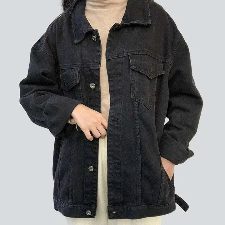 Black oversized women's jeans jacket | Jeans4you.shop