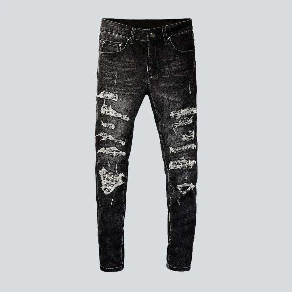 Black skinny distressed men's jeans | Jeans4you.shop