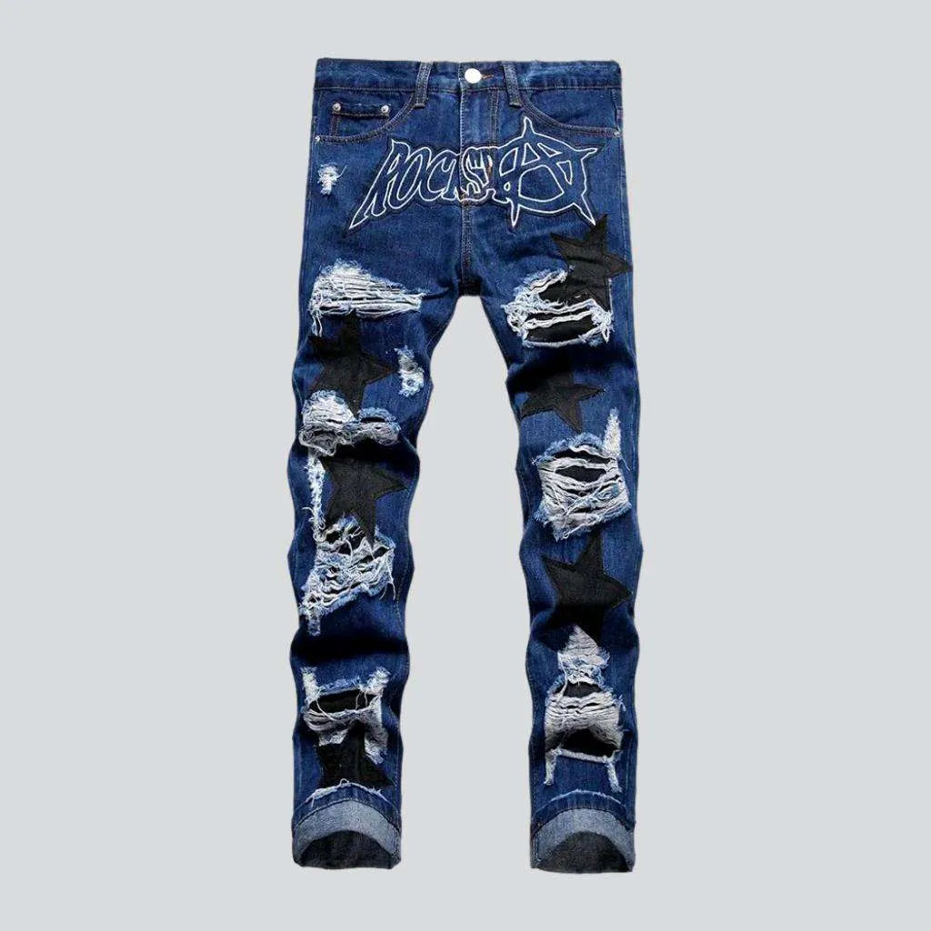 Black stars men's skinny jeans | Jeans4you.shop