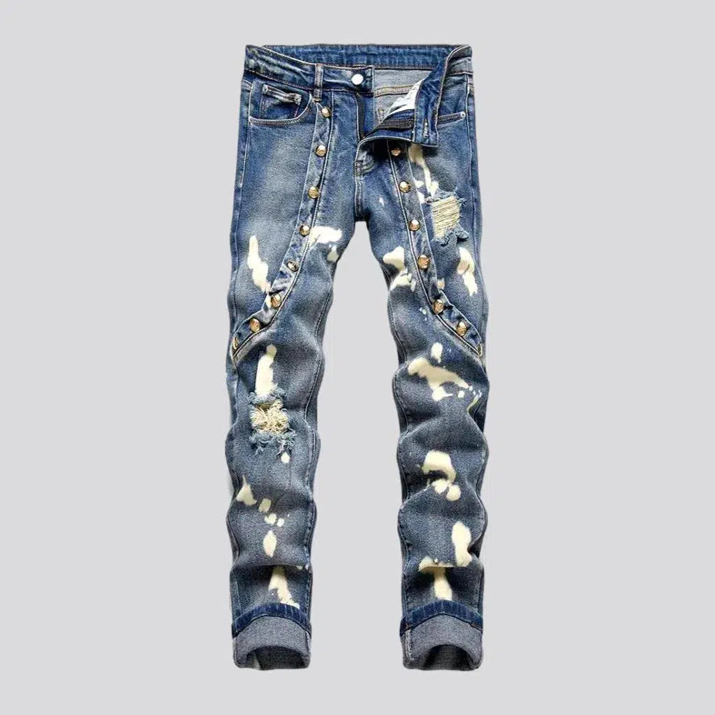 Bleach-stains men's skinny jeans | Jeans4you.shop