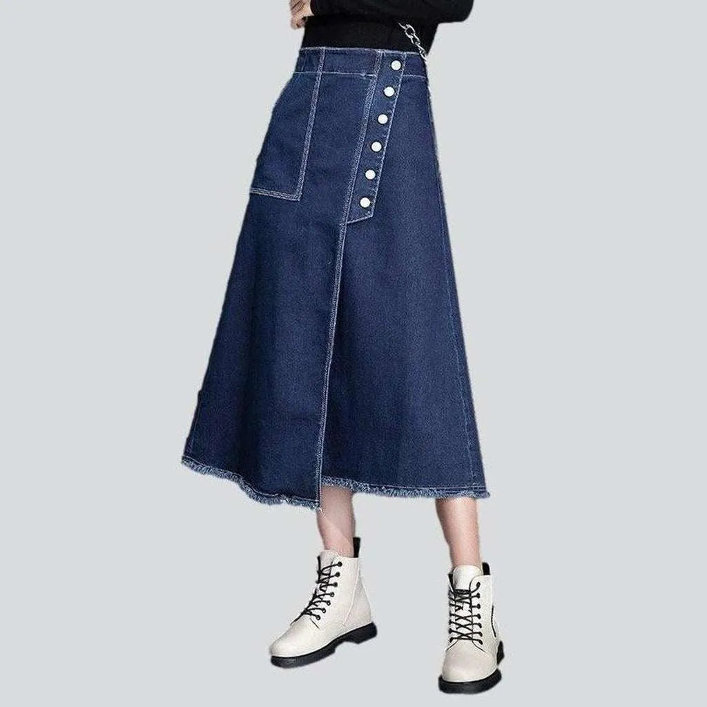 Blue asymmetric long skirt | Jeans4you.shop