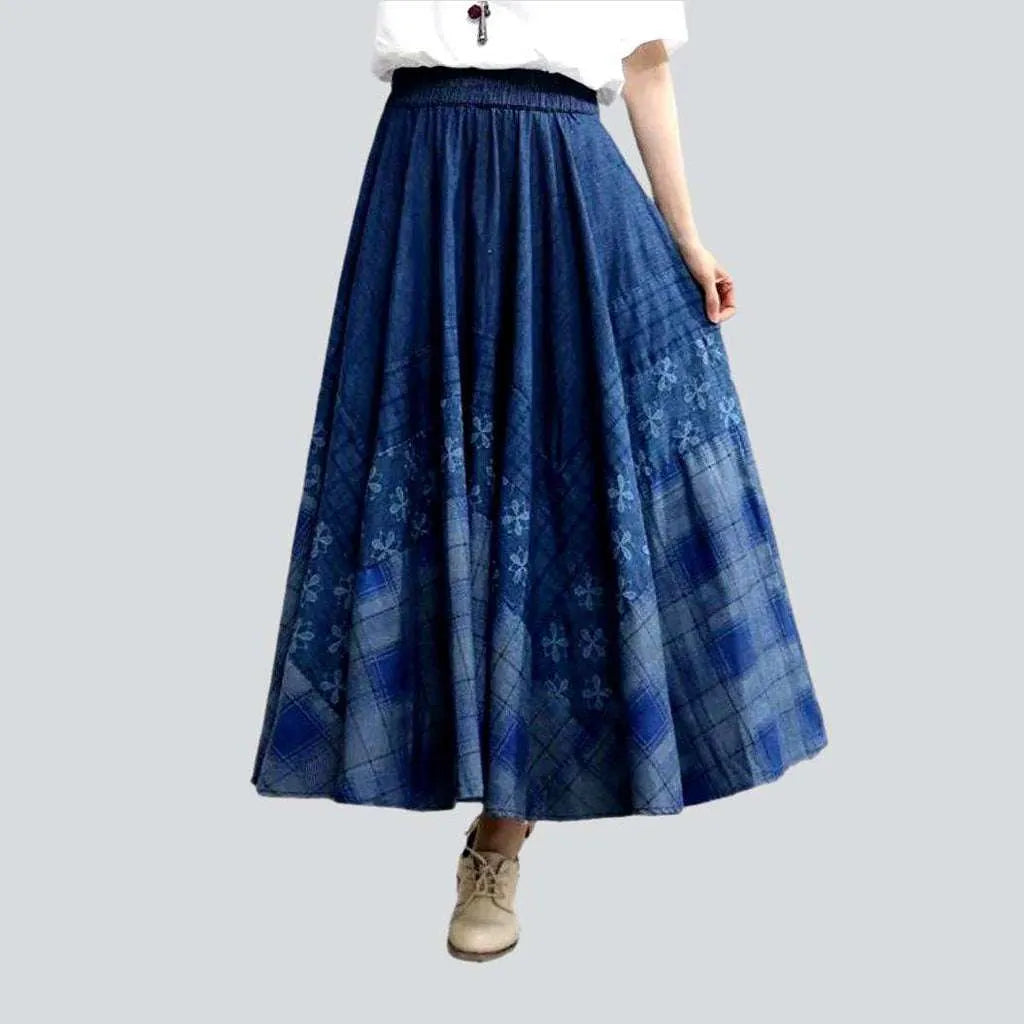 Bohemian flared denim skirt | Jeans4you.shop