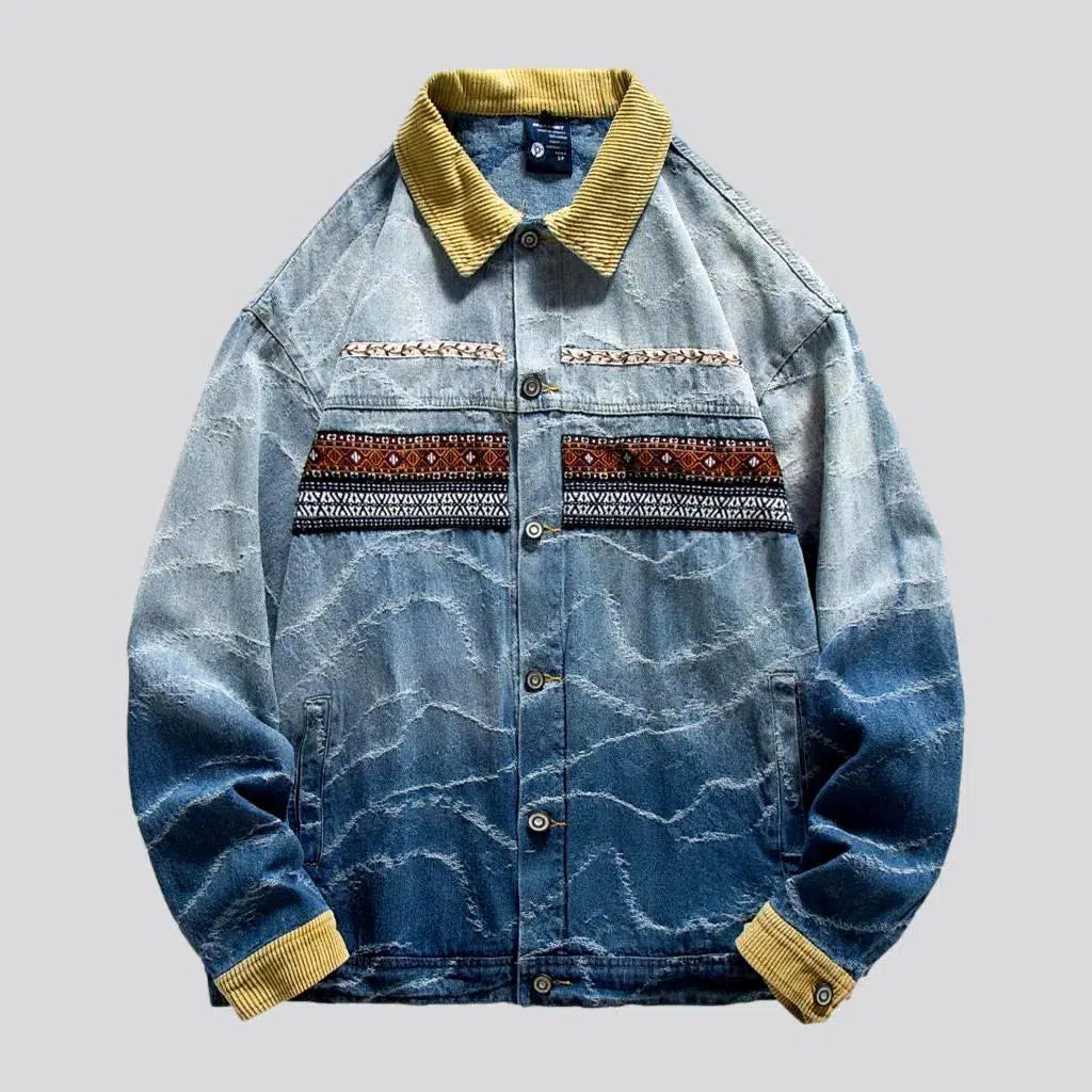 Boho contrast men's jean jacket | Jeans4you.shop