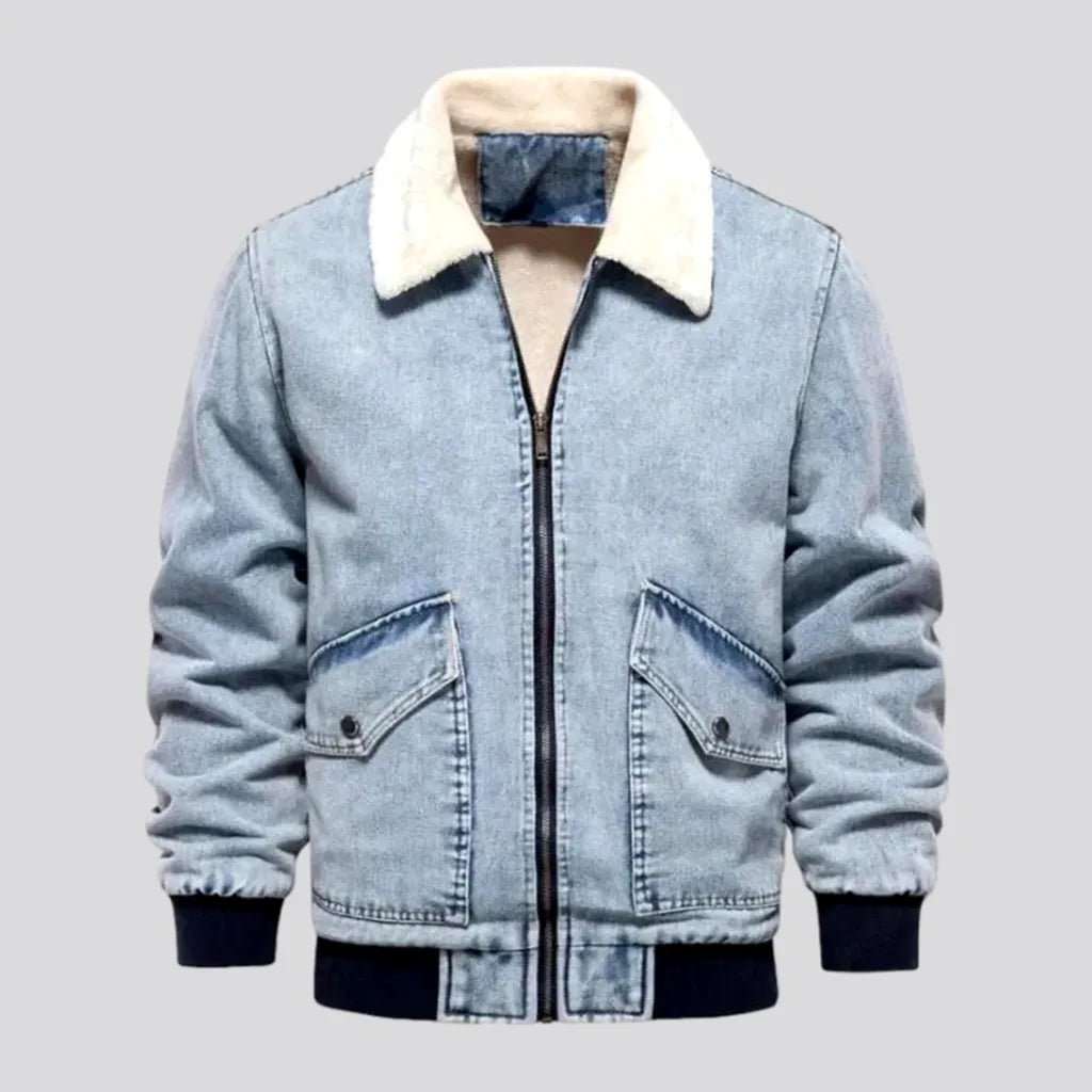 Bomber fleece men's jean jacket | Jeans4you.shop