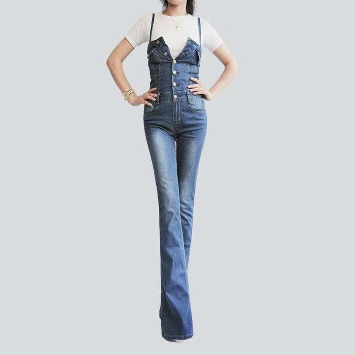 Boot cut sleeveless denim overall | Jeans4you.shop