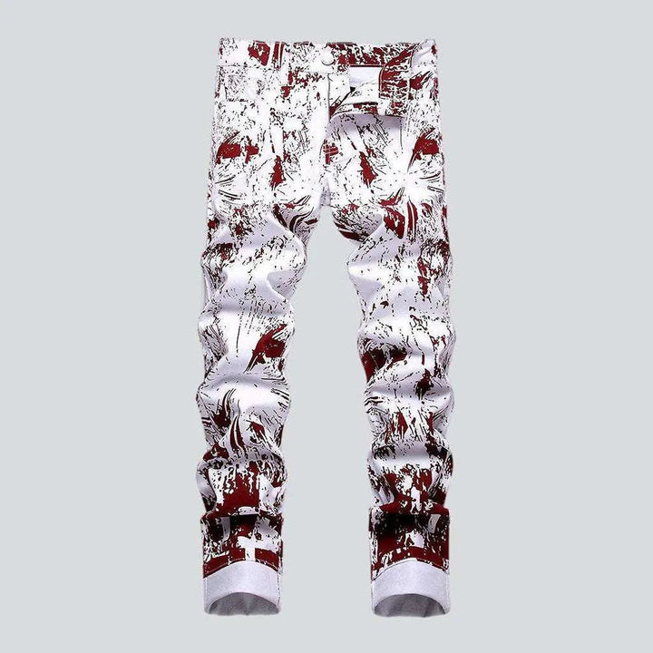 Bordo print white men's jeans | Jeans4you.shop