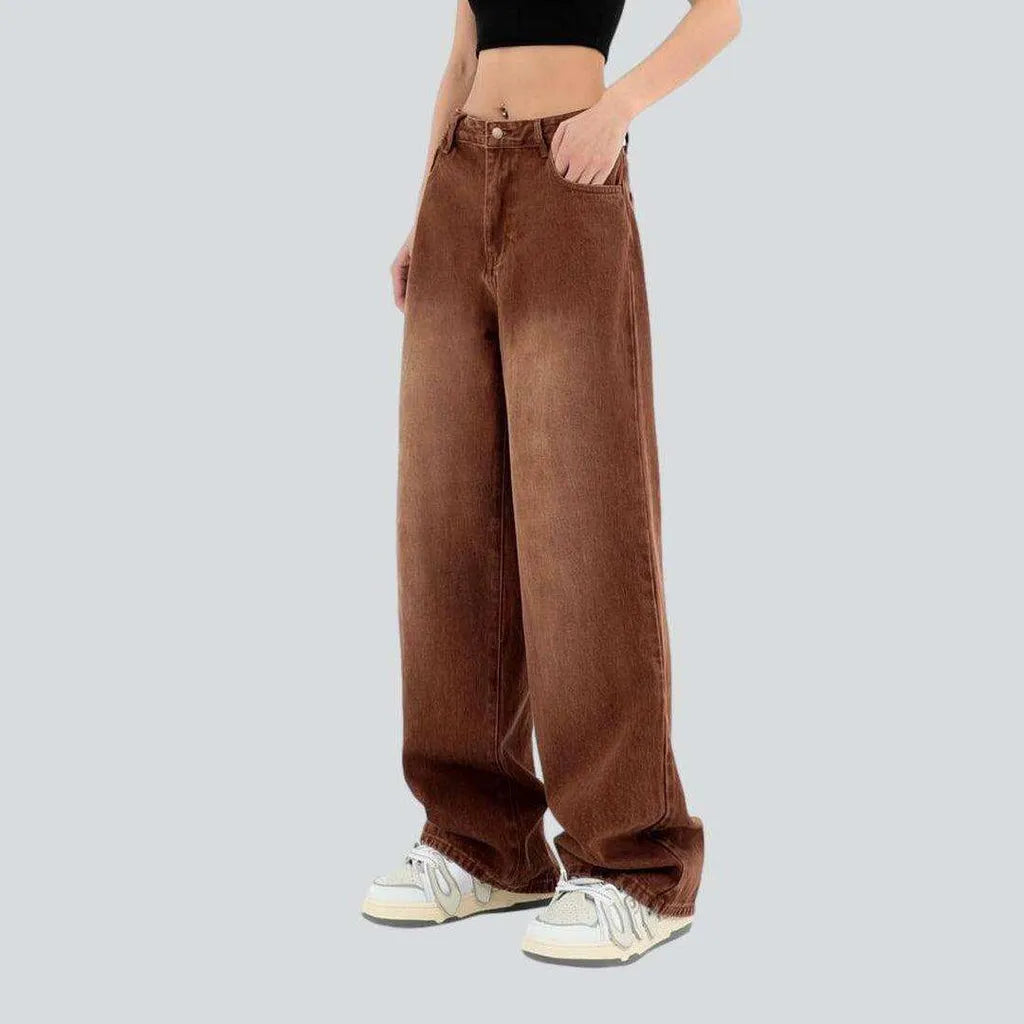 Brown color women's baggy jeans | Jeans4you.shop