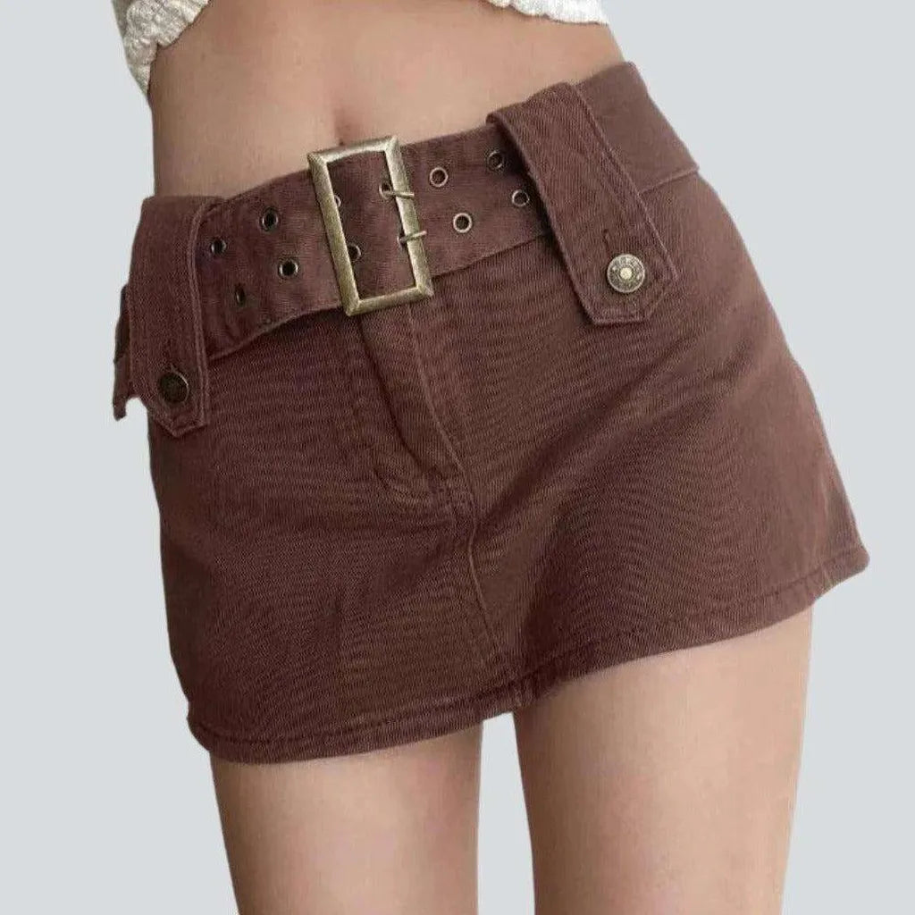 Brown ladies mini jean skirt | Jeans4you.shop