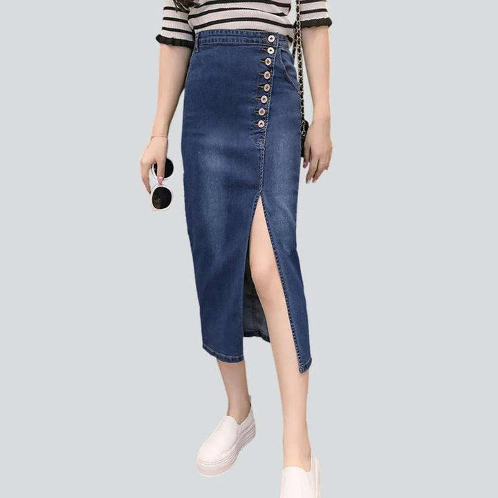 Button-down slit denim skirt | Jeans4you.shop
