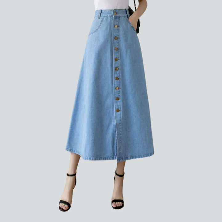 Buttons-down flare denim skirt | Jeans4you.shop