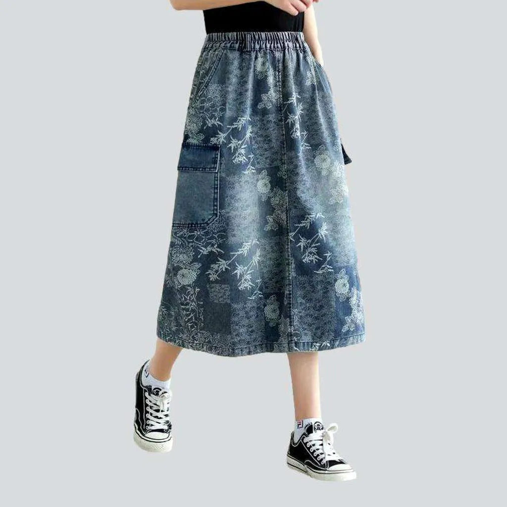 Cargo floral print denim skirt | Jeans4you.shop