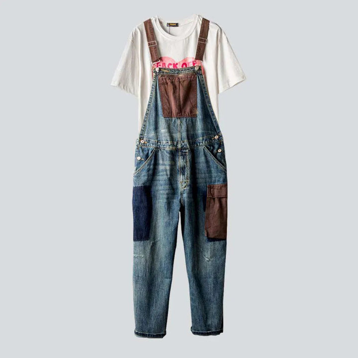 Cargo patchwork men's denim jumpsuit | Jeans4you.shop