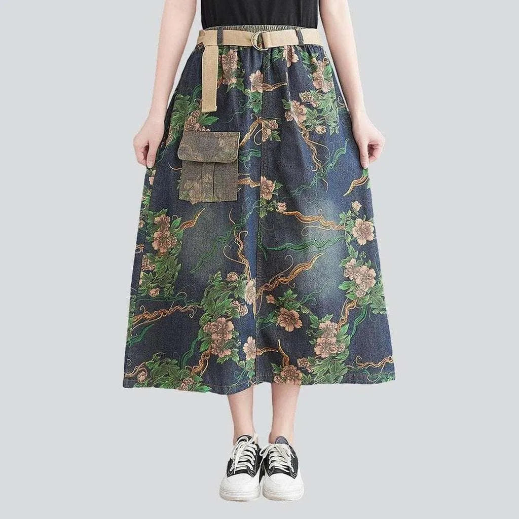 Cargo pocket painted denim skirt | Jeans4you.shop