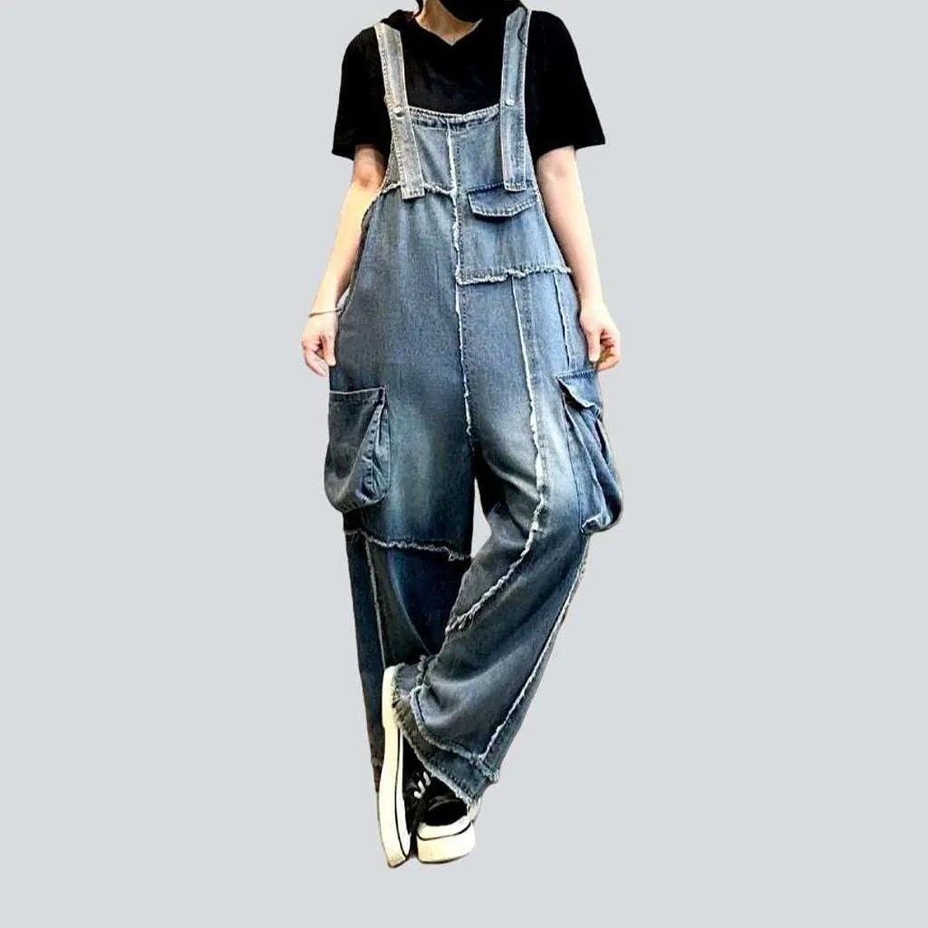 Cargo pocket vintage denim jumpsuit | Jeans4you.shop