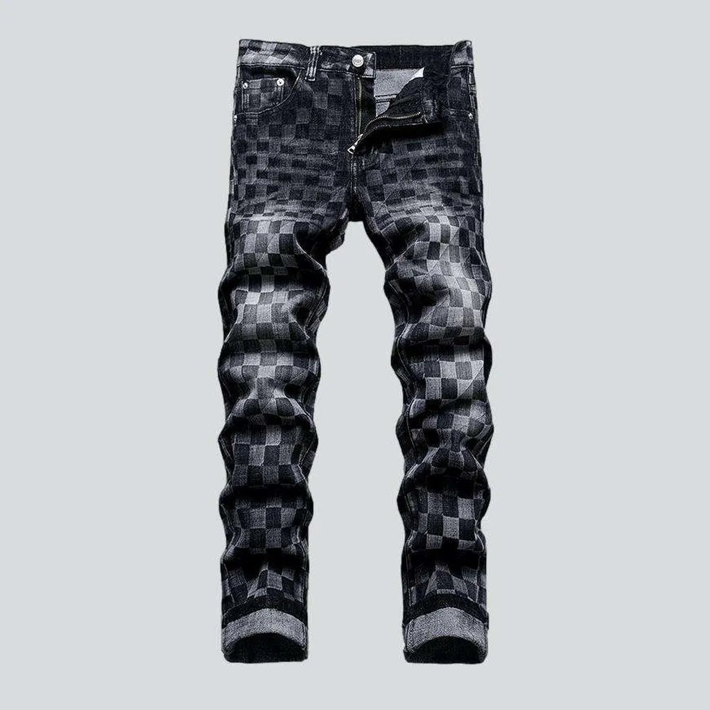 Checkered dark grey men's jeans | Jeans4you.shop