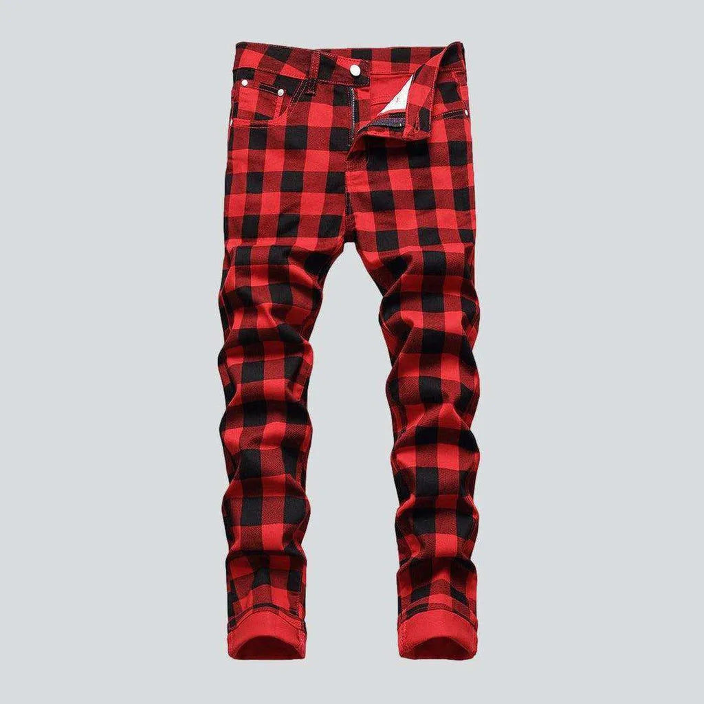 Checkered red men's jeans | Jeans4you.shop