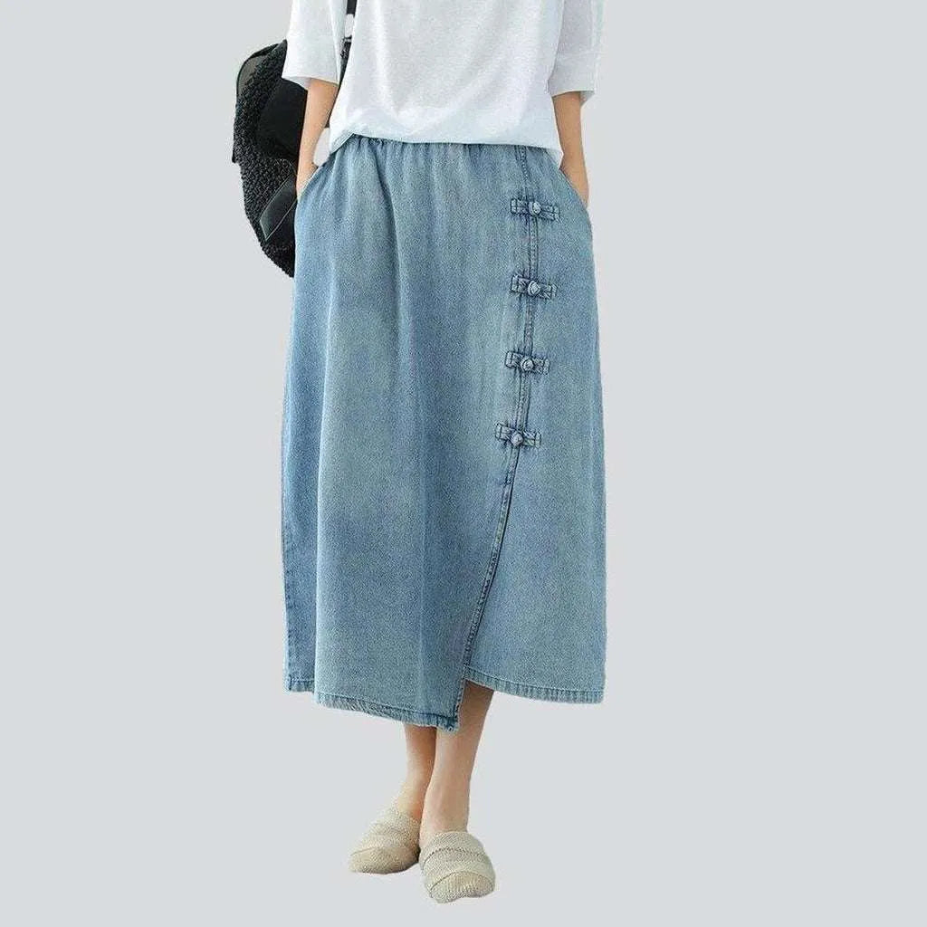 Chinese style long denim skirt | Jeans4you.shop