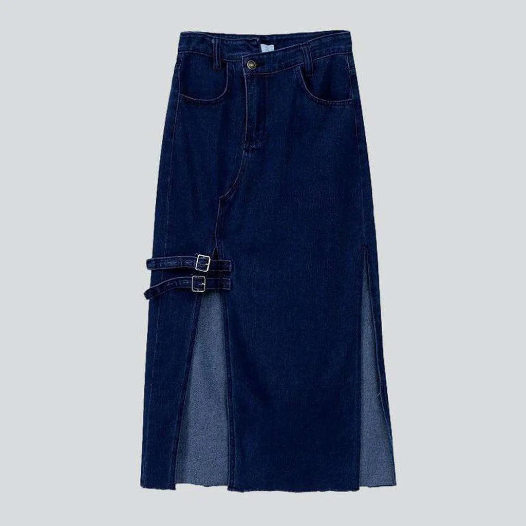 Clip-on slit maxi denim skirt | Jeans4you.shop